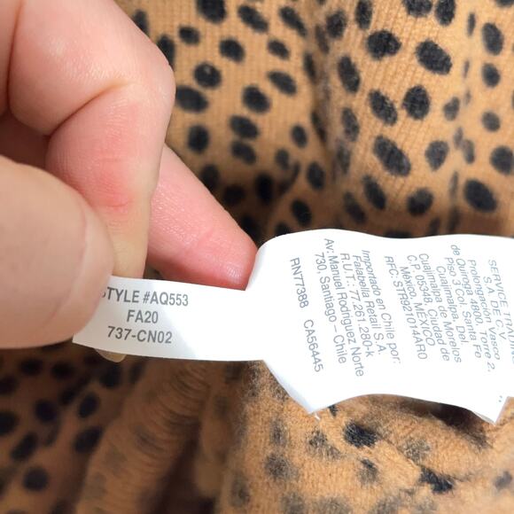 J. CREW Cashmere Crewneck Sweater in Leopard Dot Tan Black {W23} - Picture 6 of 6